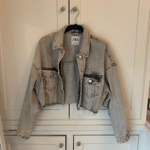 Cute cropped Jean grey wash jacket Zara never worn